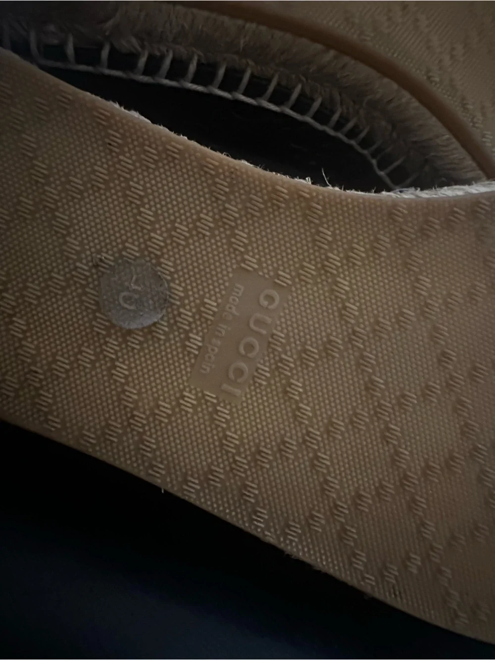 Gucci Black Embossed Leather Espadrilles with Jute Trim